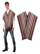 Set Poncho + Cintillo Artesano  Cafe X 1 Unidad