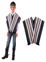 Set Poncho + Cintillo Artesano  Negro X 1 Unidad