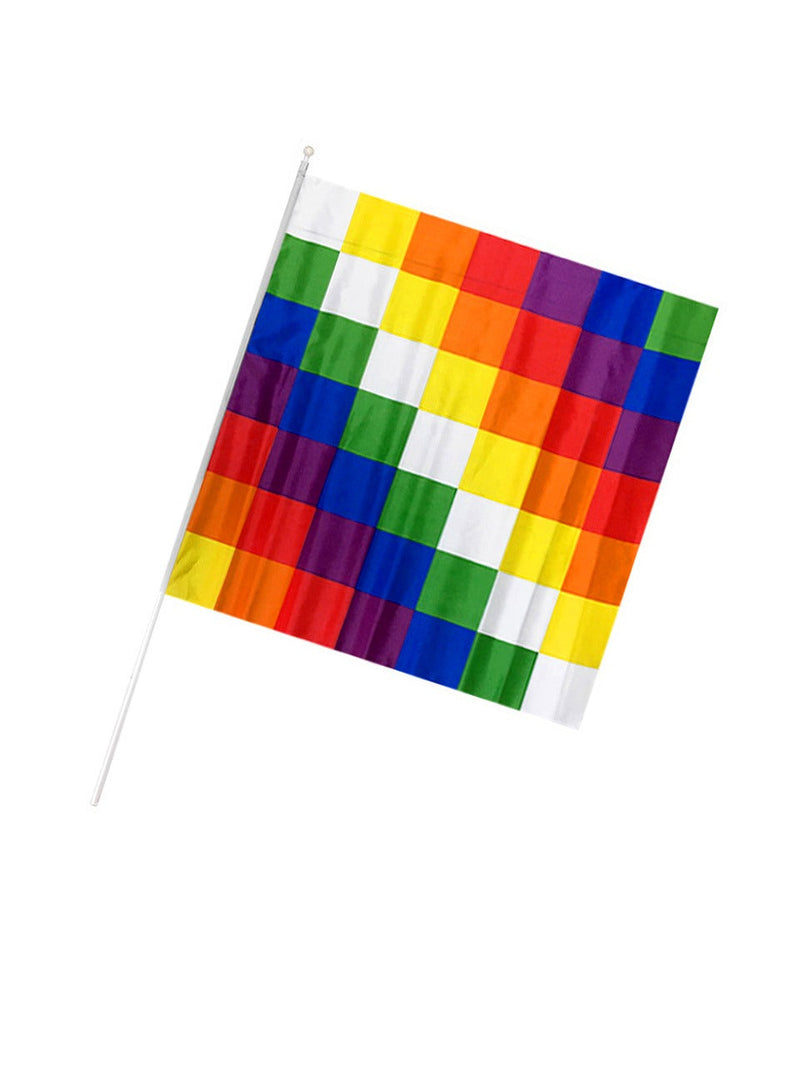 Bandera Wiphala 60 X 60 Cm Con Palito 12 Unidades