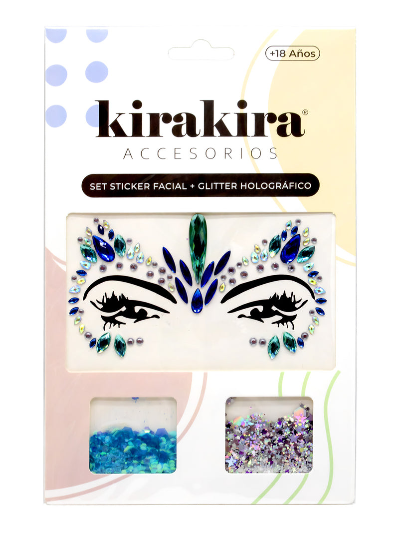 Adhesivo Facial + Glitter Holografico 1 Unidad