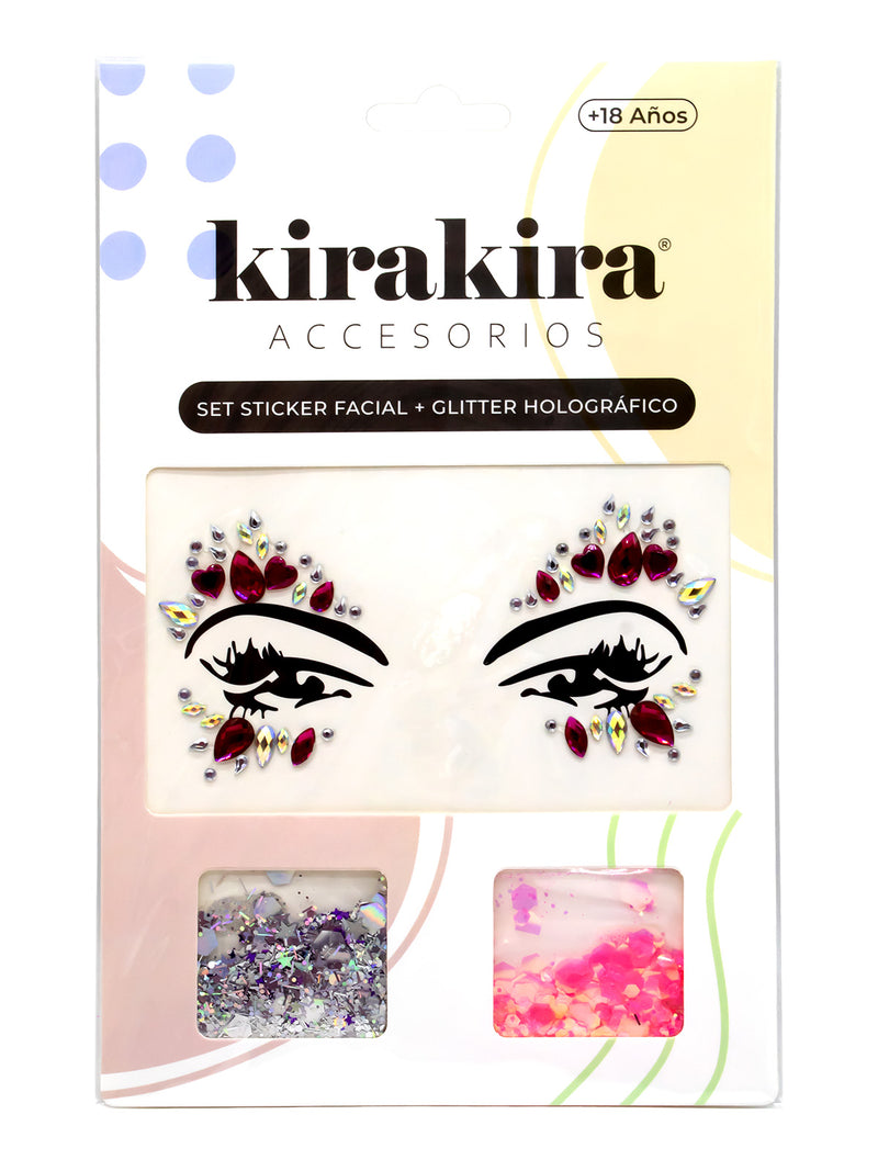 Adhesivo Facial + Glitter Holografico 1 Unidad