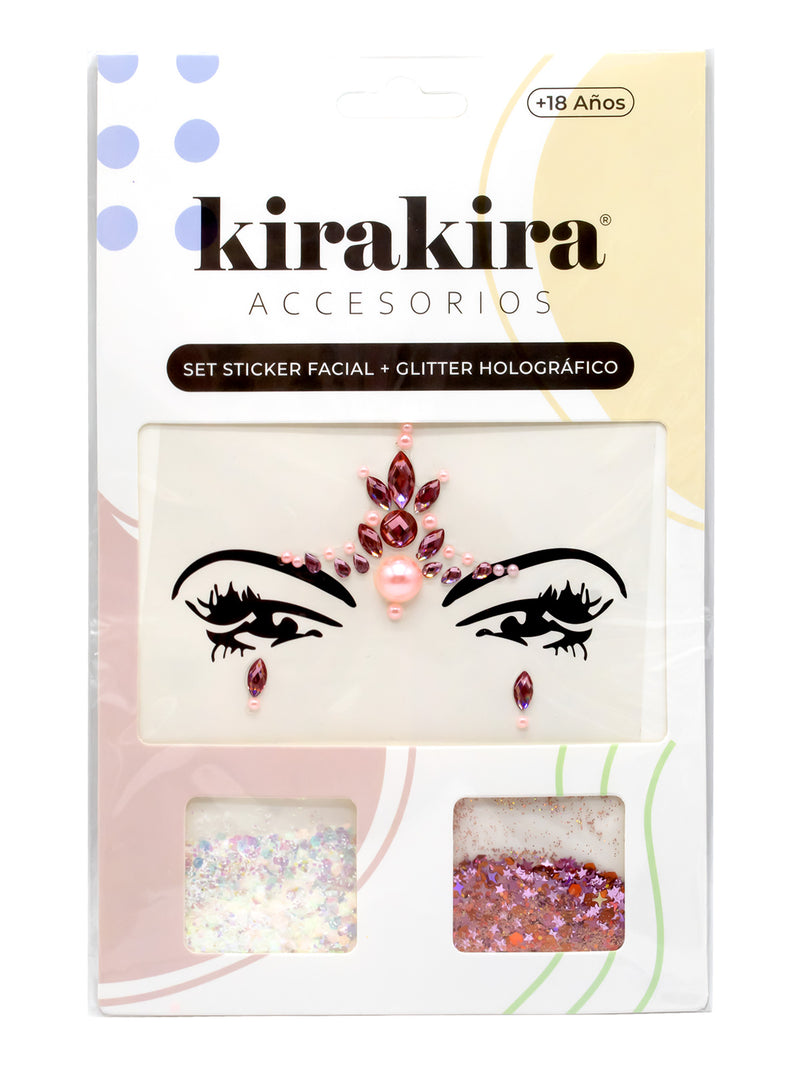 Adhesivo Facial + Glitter Holografico 1 Unidad