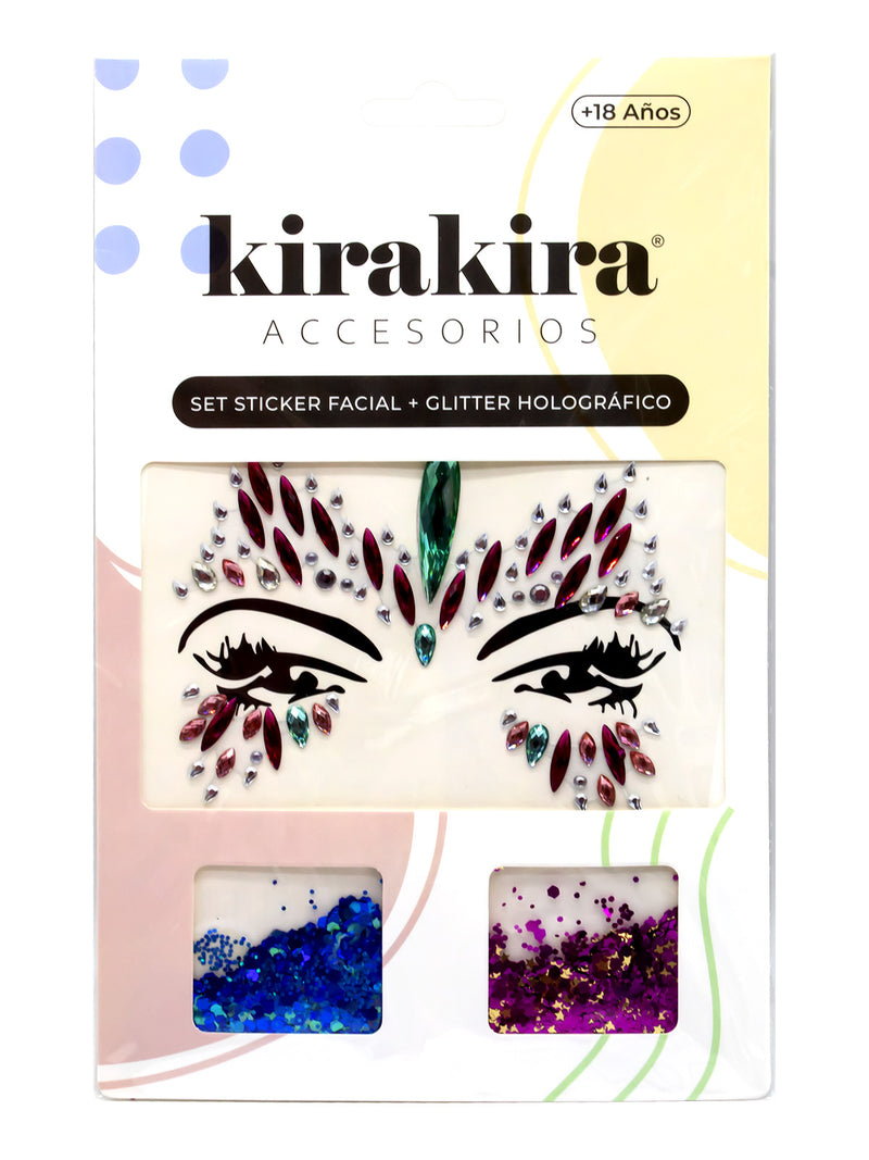 Adhesivo Facial + Glitter Holografico 1 Unidad