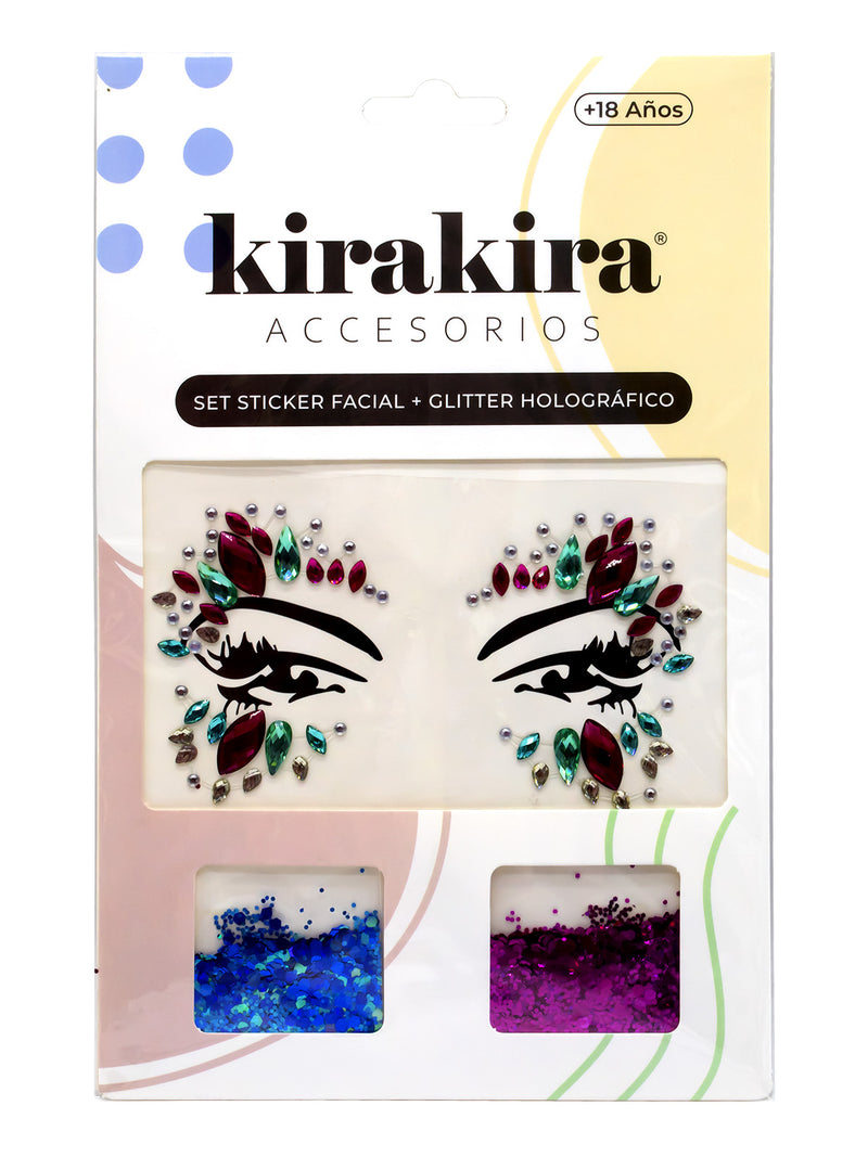 Adhesivo Facial + Glitter Holografico 1 Unidad