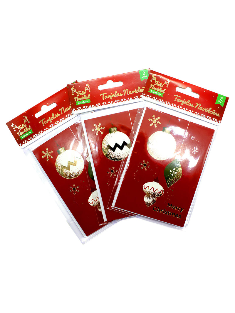 Tarjeta Navideña 9.5 x 13.5 Cm Merry Christmas 12  Piezas
