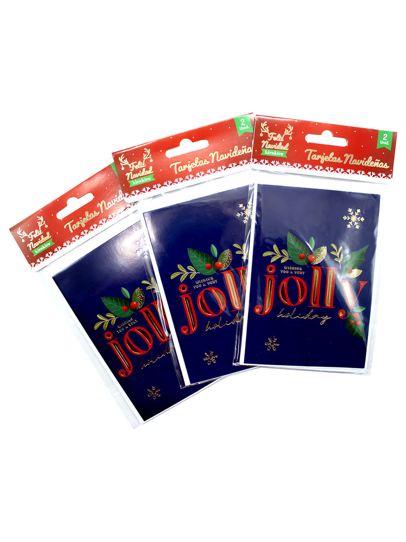 Tarjeta Navideña 9.5 x 13.5 Cm Merry Christmas 12  Piezas
