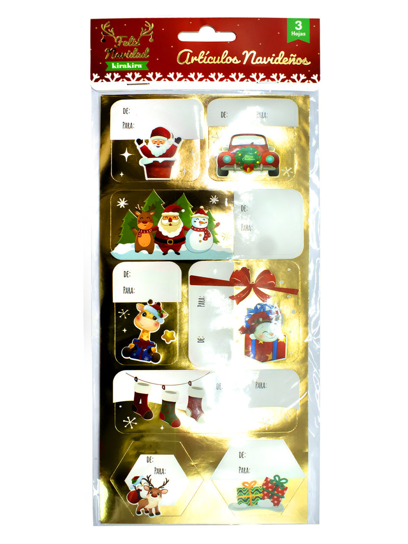 Etiqueta Adhesiva Navideña Metallic 3 Piezas por 12 Unidades