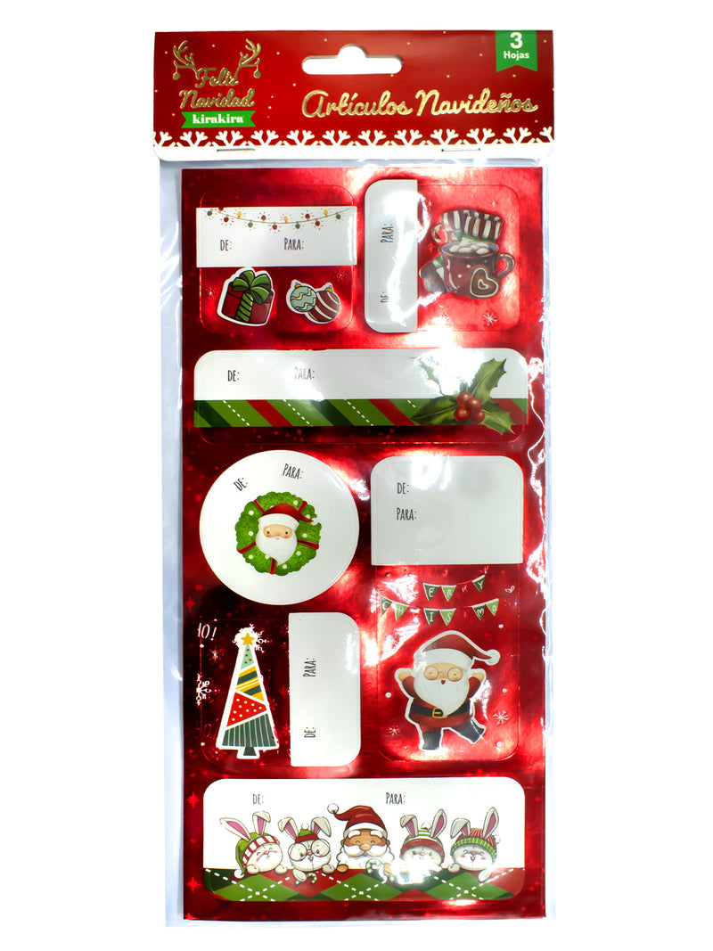 Etiqueta Adhesiva Navideña Metallic 3 Piezas por 12 Unidades