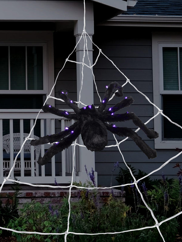 Tela Araña Gigante Con Araña Led 200 Cm Halloween