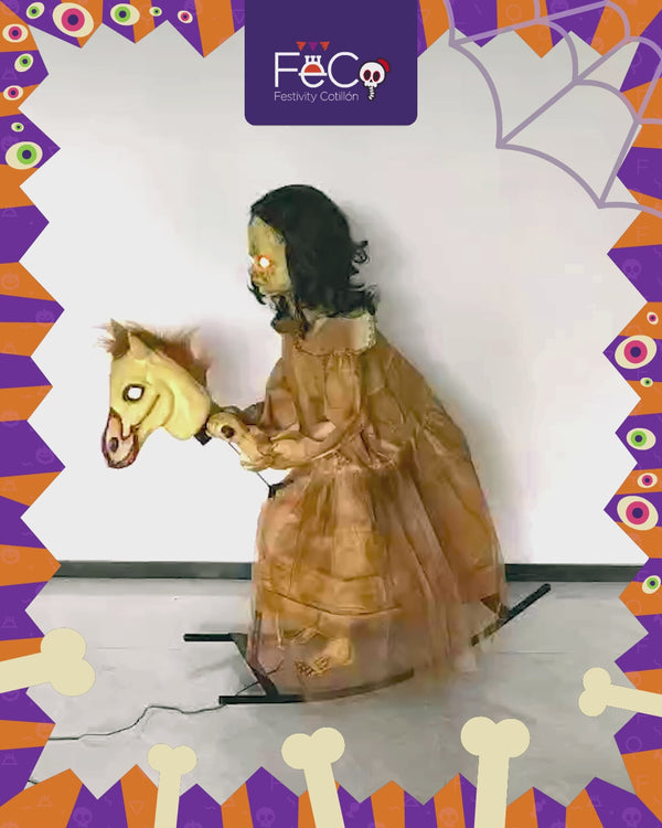 Muñeca Poseida con Caballo Animatronics Halloween