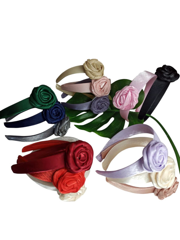 Cintillo 2.8 CM Flor Satin  x 12 Unid