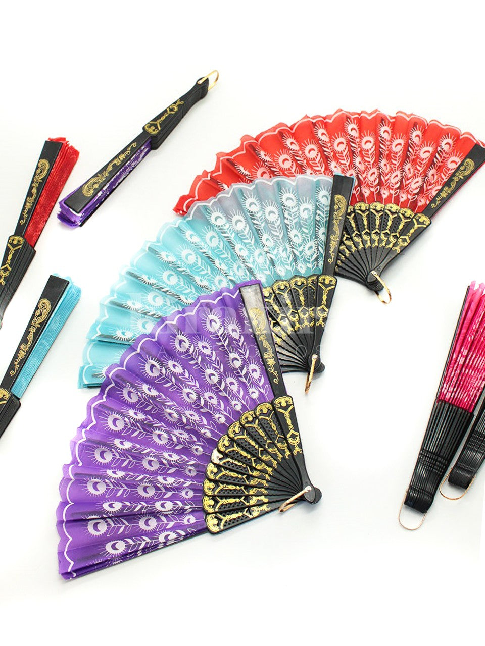 Abanico Plastico Liso Estampado Flor 12 Unidades