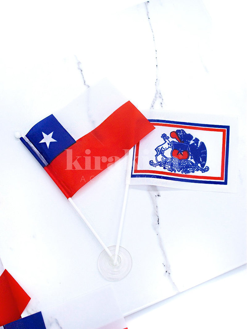 Bandera Chupete Chile/Escudo 12pcs (6.5x9cm) - KiraKira