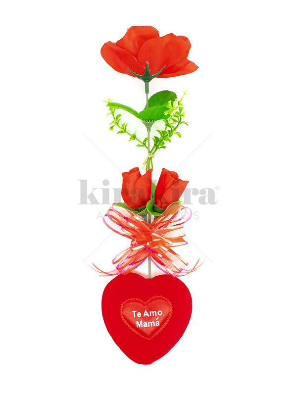 Caja Larga Corazón Base 3 Rosas Te Amo Mamá 1pcs - KiraKira