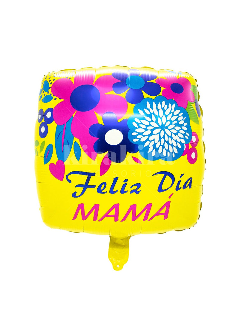 Globo Metálico 18' Feliz Día Mamá Amarillo 50pcs - KiraKira