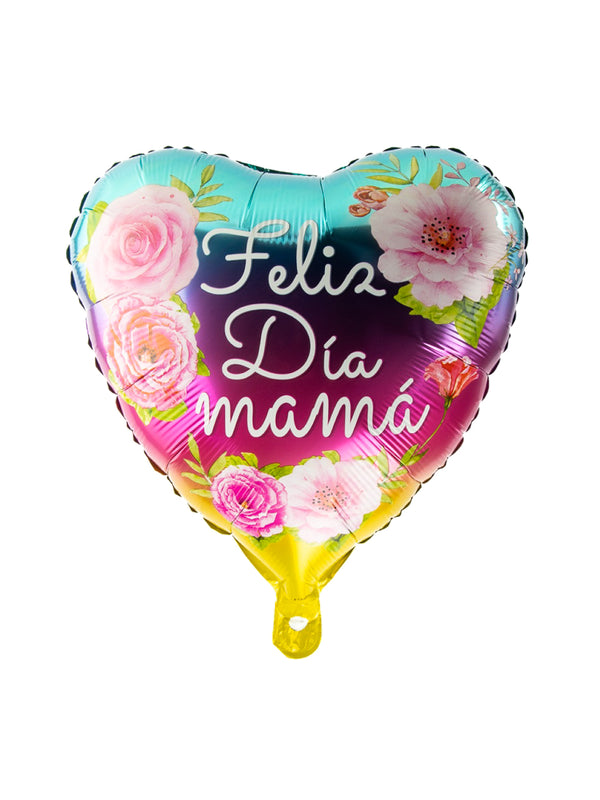 Globo Metálico 18' Feliz Día Mamá Floreado 50pcs