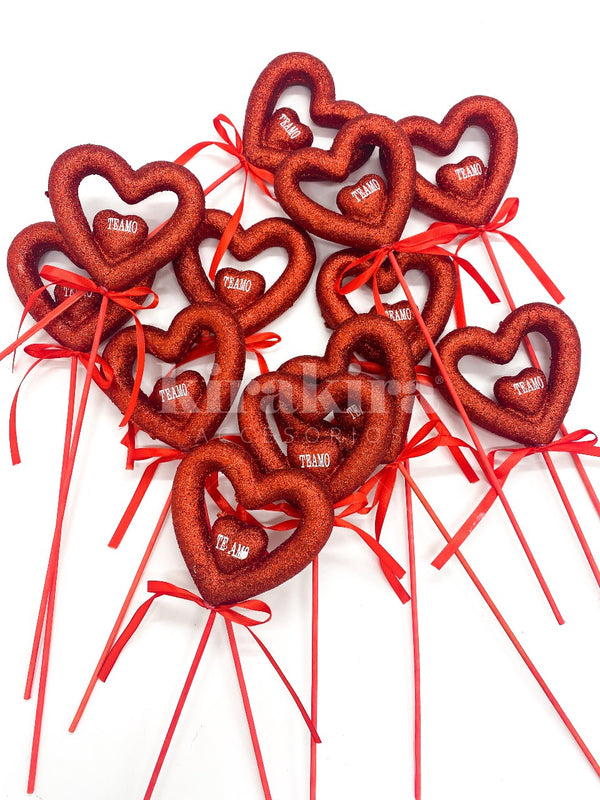 Stick San Valentin Corazón Doble Escarcha 12pcs - KiraKira